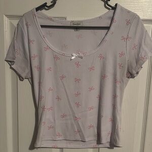 Pink Bow Print Women's Top